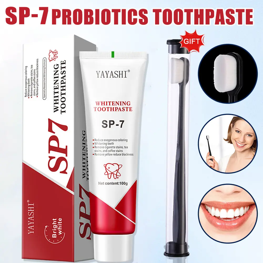 [Buy 1 Free 1 Toothbrush ] SP7 Toothpaste Probiotics Teeth Fresh Breath Clean Teeth Stain Fresh Breath Natural Minerals