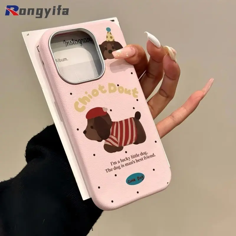 Cartoon Puppy PU Leather Cover For OPPO Reno 13F 13 Pro 12F 12 Pro 11F 11 Pro 10 Pro 7 4G 7 Lite Soft Casing Cute Chot Dout Dachshund dog Anti-fall Back Phone Case