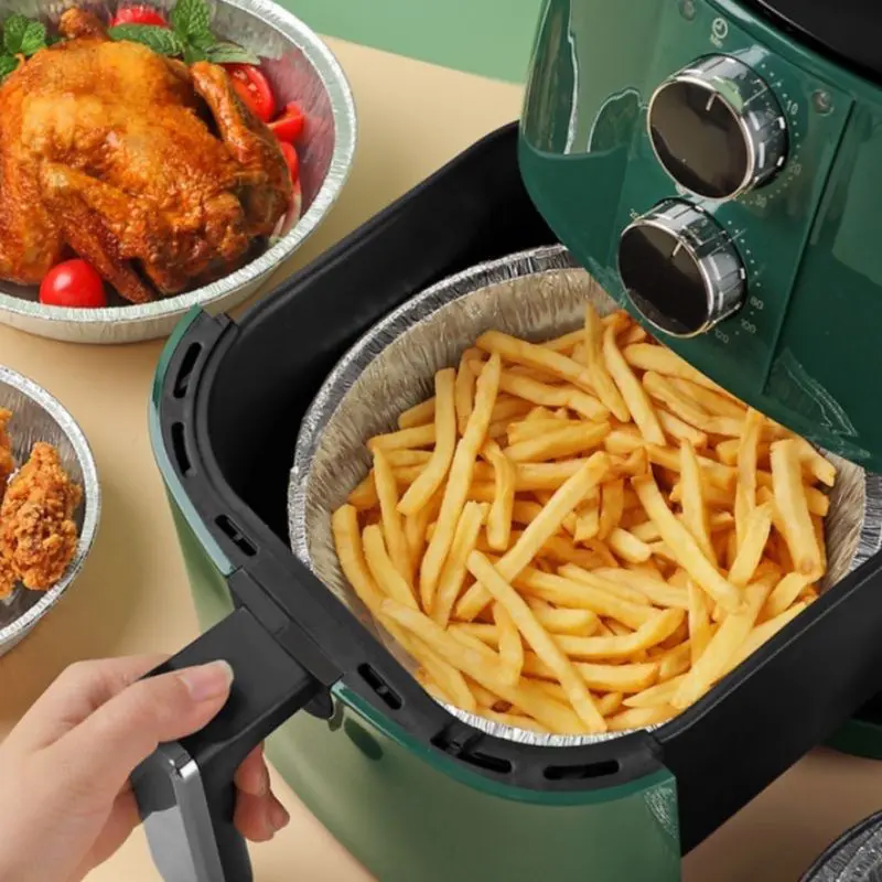 Sét 50 Khay Giấy Bạc Lót Nồi Chiên Không Dầu, Lò Nướng - Khuôn Đĩa Nhôm Đựng Thức Ăn, Thực Phẩm 5