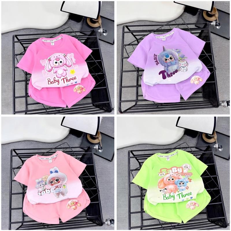 Bộ đồ BABy Three cho bé gái, chất vải thun Thái, in hình 5D co giãn 4C