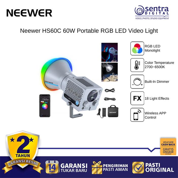 Gambar Neewer HS60C Professional RGB LED Light 60W Portable Video & Photography App Control Creative FX dari Sentra Digital Kota Surabaya Tokopedia