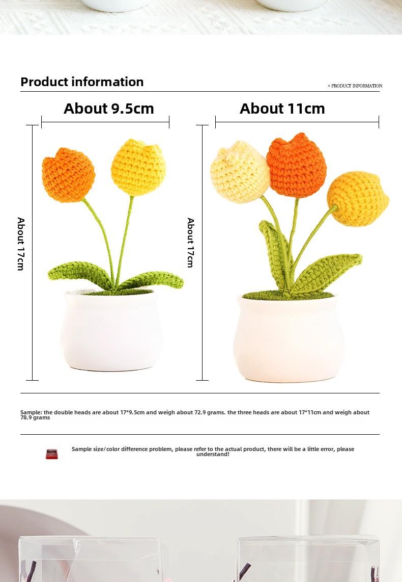 Product Introduction of Finished handmade woven lily of the valley potted home decoration, knitted simulated flower yarn, crochet bouquet, fake flower gift 3