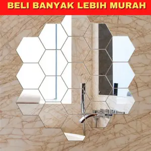 TSA (COD) BUNDLING 10PCS 15PCS 20PCS Stiker Cermin Dinding Anti Pecah Segi Enam Tempel Sticker