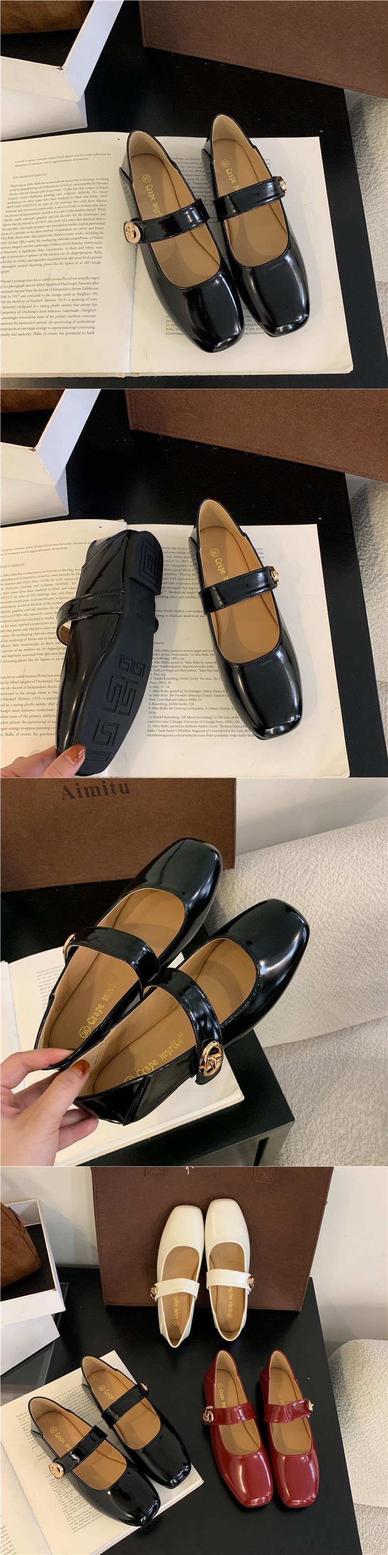 Product Introduction of Fall 2025 New French Retro Square Toe with Velcro Mary Jane Shallow Mouth Flat Pumps Women's Spring and Autumn 6