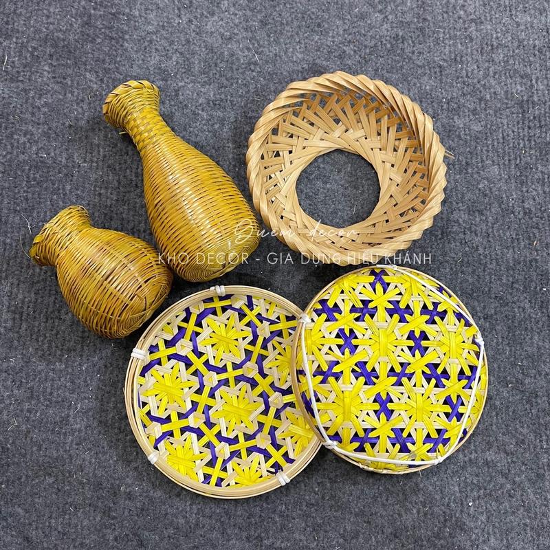 Rế tre lót nồi, rọ bắt tôm cá, giỏ tre đựng cua decor phụ kiện trang trí
