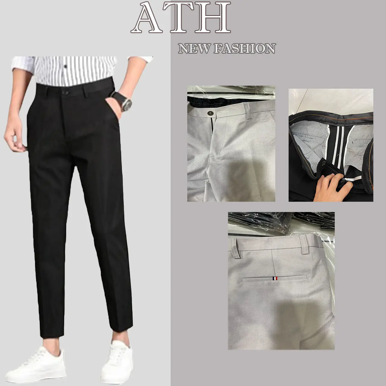 Quần dài tây âu, 4 màu,cotton co giãn 2 chiều, form ôm gọn đẹp  không đổ lông không phai màu ,ATH thời trang nam    Menswear Pants