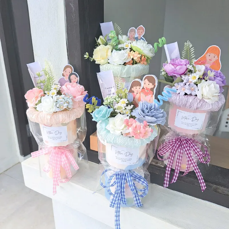 Round buket korean style bouquet bulat ala korea buket hari ibu wisuda anniversary 0