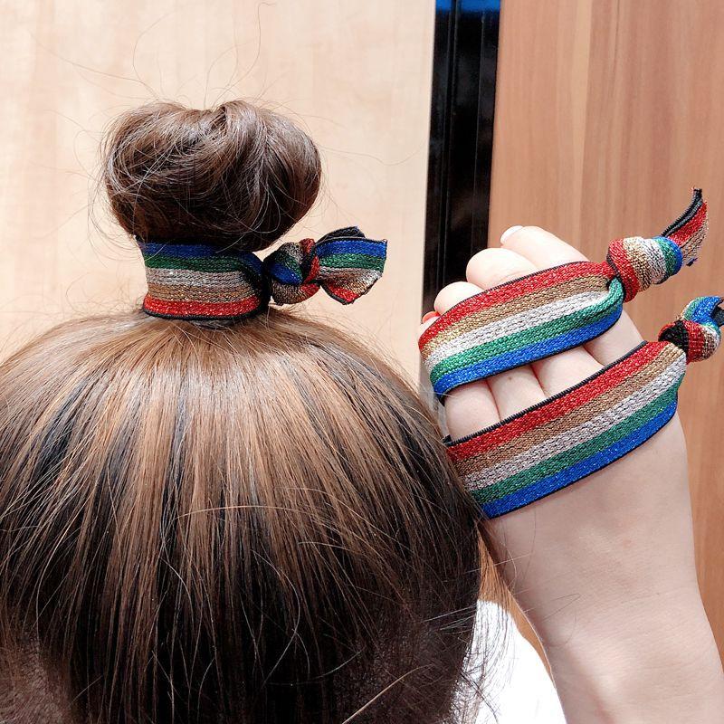 Product Introduction of Korean Style Simple Colorful High Elastic Rubber Band Bracelet Tie up a Bun Hairstyle Leopard Print Hair Rope 0