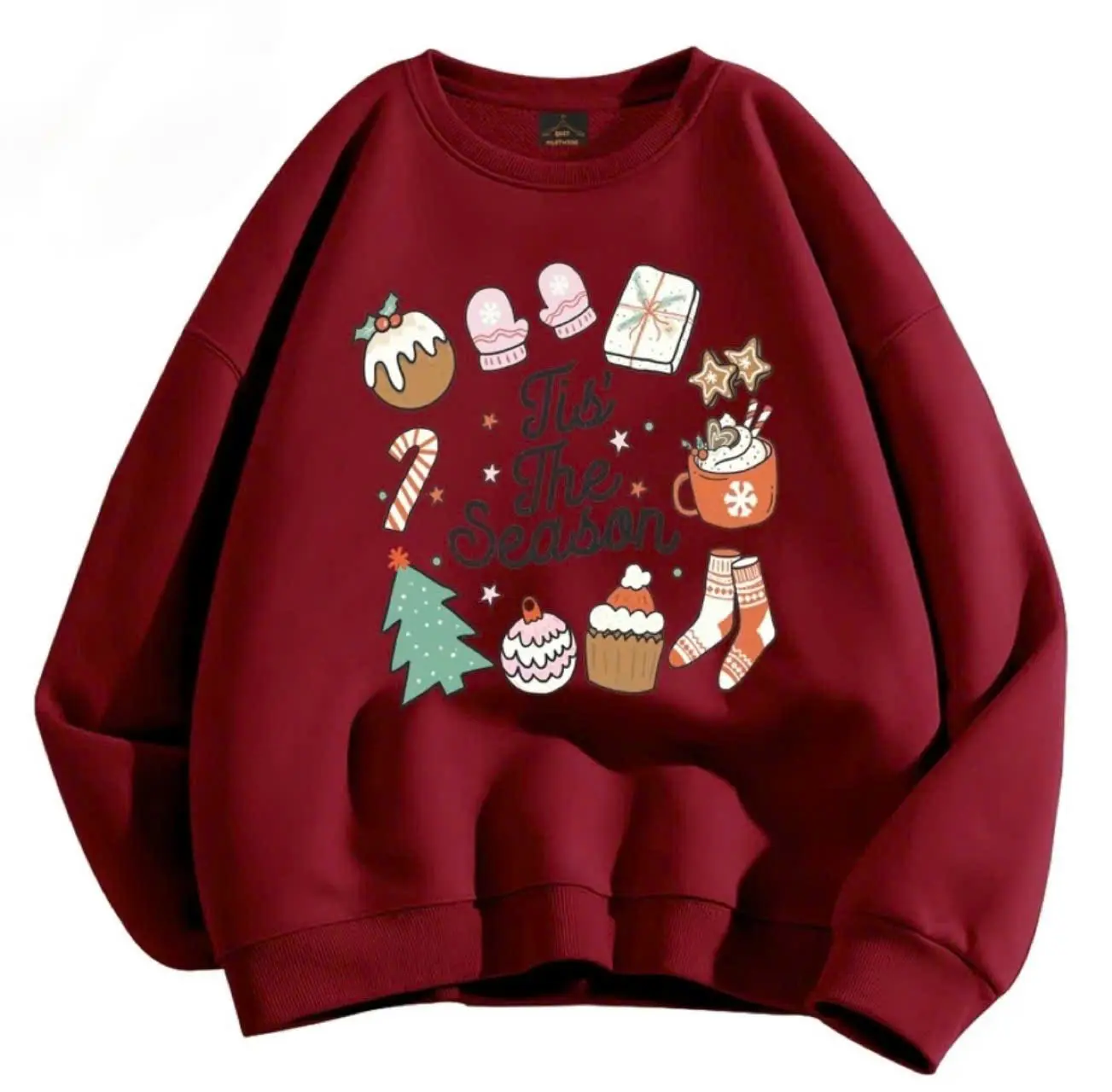 Áo sweater NOEL TIS THE SEASON nỉ lót bông form rộng in 5D phong cách Hàn Quốc