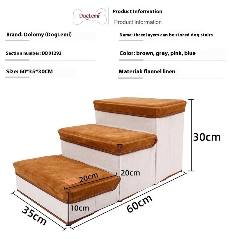 Product Introduction of 【SG Pet Supplies】Dog stairs Pet foldable stairs with storage and house mat bed ramp slope step dog stair puppy ladder climb 29026784195 5