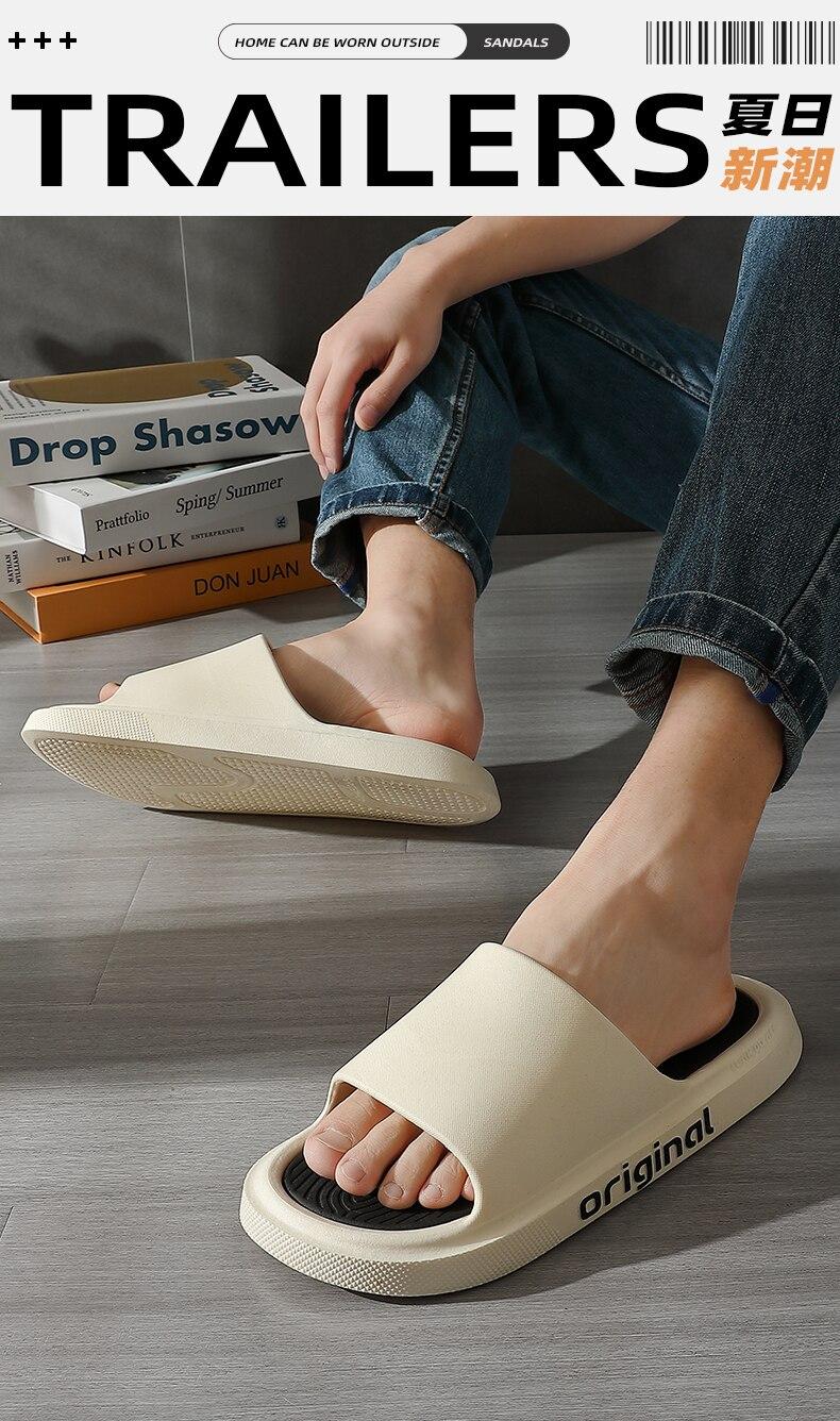 Product Introduction of AA18-2023 New Summer Simplicity Men Slippers Male House Flip Flops Thick Slides Fashion Letter Anti slip Line Sole Shoes Outdoor Shoe 2