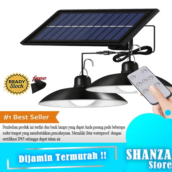 Lampu Tenaga Surya LED Lamp Solar Panel Waterproof 2 Light / LAMPU SOLAR 2 BOHLAM LED /  RETRO LAMPU TENAGA MATAHARI / LAMPU OUTDOOR / SOLAR LIGHT 0