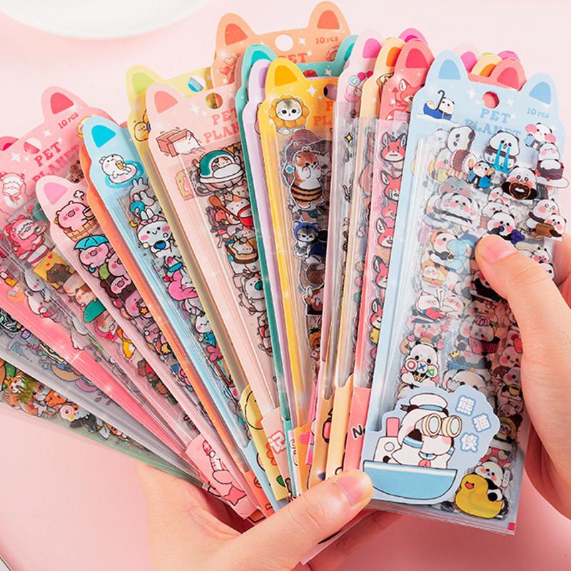 10 Sheets Kawaii Cartoon Pet Planet Series Stickers Journal Scrapbook Decor DIY Stickers 0