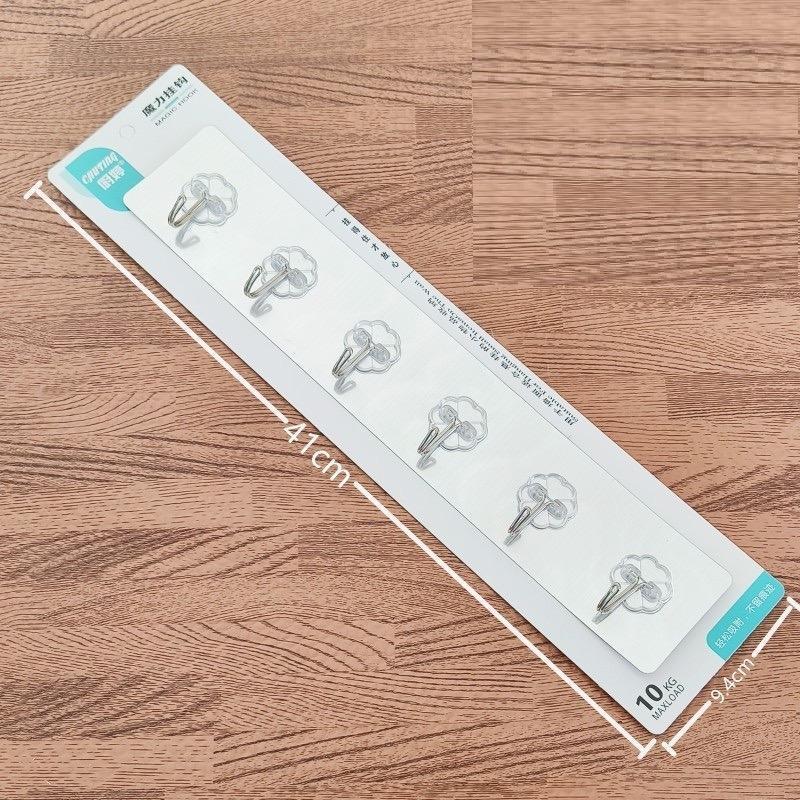 Product Introduction of [Combo 3 Thanh] Móc treo đồ nhà bếp nhà tắm chịu lực 10kg inox thanh 6 móc dán tường đa năng 7