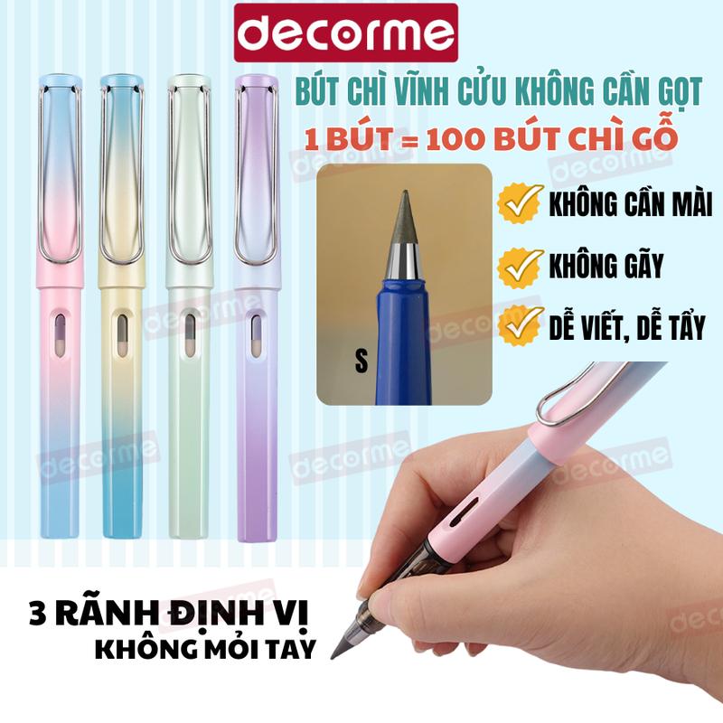 Bút chì vĩnh cửu không cần gọt Decorme bút chì ma thuật không gãy đầu chì có thể thay thế có tẩy tiện lợi cho học sinh