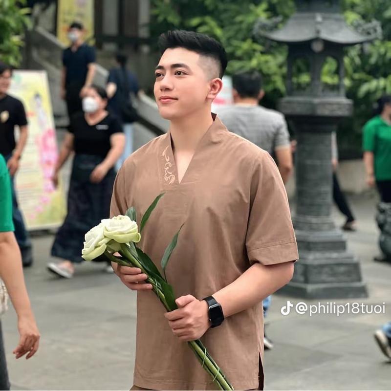  Dodichuagiasi Đồ Lam Đi Chùa Mẫu Nam Thiền Thêu Thư Pháp Chữ Tâm Vải TICI Dành Cho Nam Áo Menswear Chất Lượng Cao Giá Rẻ 