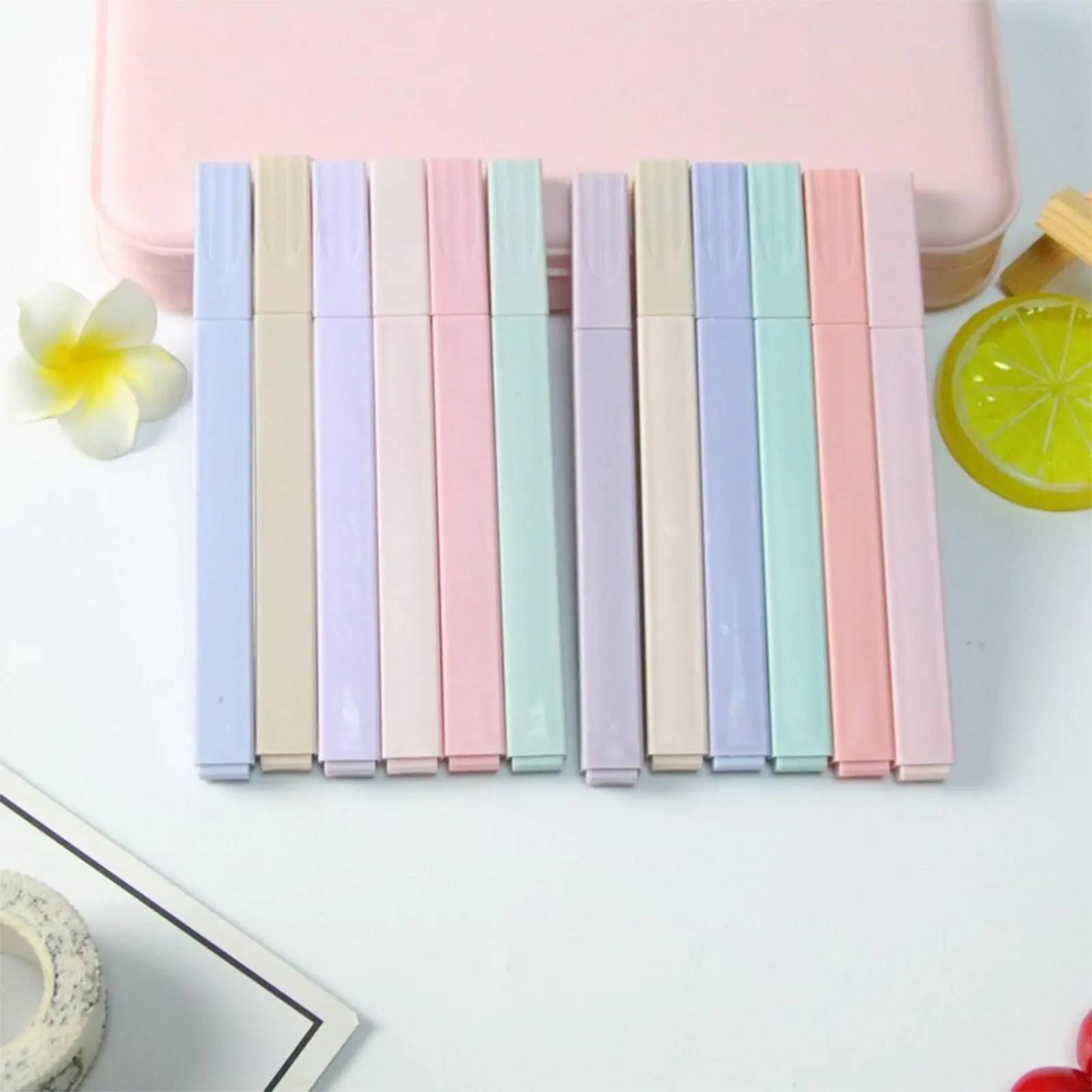Multicolor Highlighter Marker Pen Set, 12pcs Simple Portable Multi-purpose Assorted Colors Marker Pen Set for Students, Art Supplies