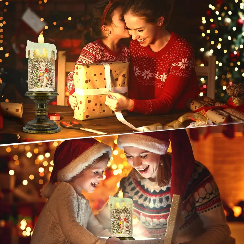 Candles Design LED Candle Light, 1 Count Battery Powered Flickering Flameless Candle Light, Glittering Spinning Candle Light for Christmas Decorations, the Range LED Candle 8