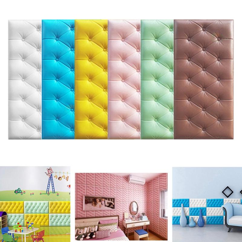 Giấy Dán Tường Xốp Chống Va Chạm Tự Dính Tự Làm 3D, Miếng Miếng Dán Tường Chống Thấm Nước, Nền Giả Da, 60 * 30 * 1.2Cm 1