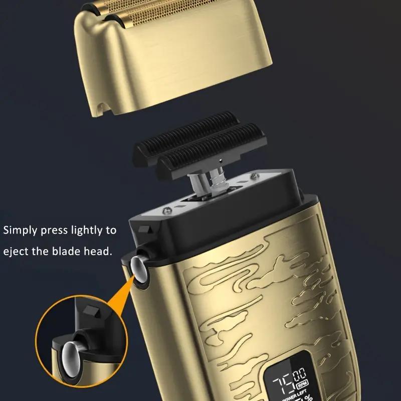 Product Introduction of USB Rechargeable Electric Shaver, 1 Box Men's Vintage Electric Shaver with Digital Display, Beard Trimmer for Men, Great for Travel, Outing, Daily Use, Christmas 2