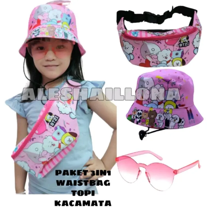 Tas Selempang waistbag anak BT21 TOPI BT21 Fashion