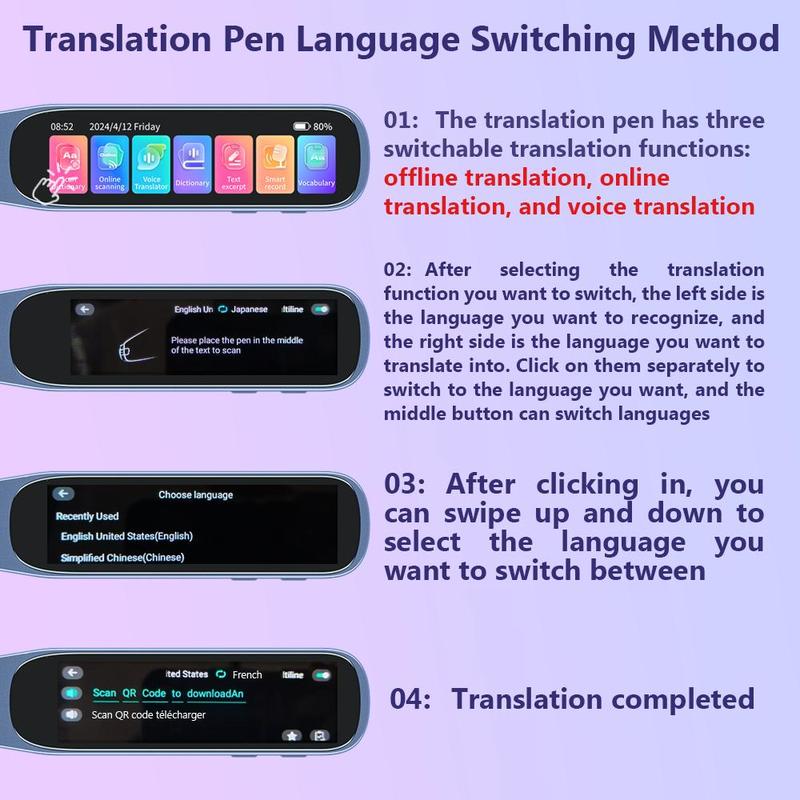 Intelligent Translation Pen, Rechargeable Multifunctional Online Scanning Translation Pen, Instantly Translated Pen, 134 Languages Translation Pen for Travel, Business, Study, Ideal Gift Choice 5