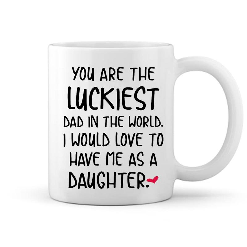 Product Introduction of You Are The Luckiest Dad in The World   Letter Pattern Coffee Mug, 1 Count Ceramic Tea Cup, Home Supplies for Bathroom Tumbler for Toothbrush 4