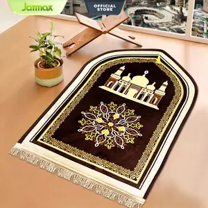 Sajadah Kubah Motif Masjid 70 x 110 cm Sajadah Turki Anti Slip Lembut Nyaman Tipis Tebal Haji Sejadah Elegan untuk Ibadah di Rumah Masjid atau Bepergian dengan Rumbai Bulu dan Bahan Berkualitas Tinggi