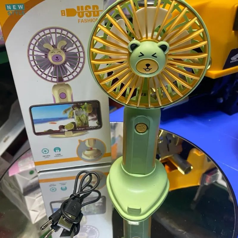 Quạt tích điện mini cầm tay có giá đỡ điện thoại