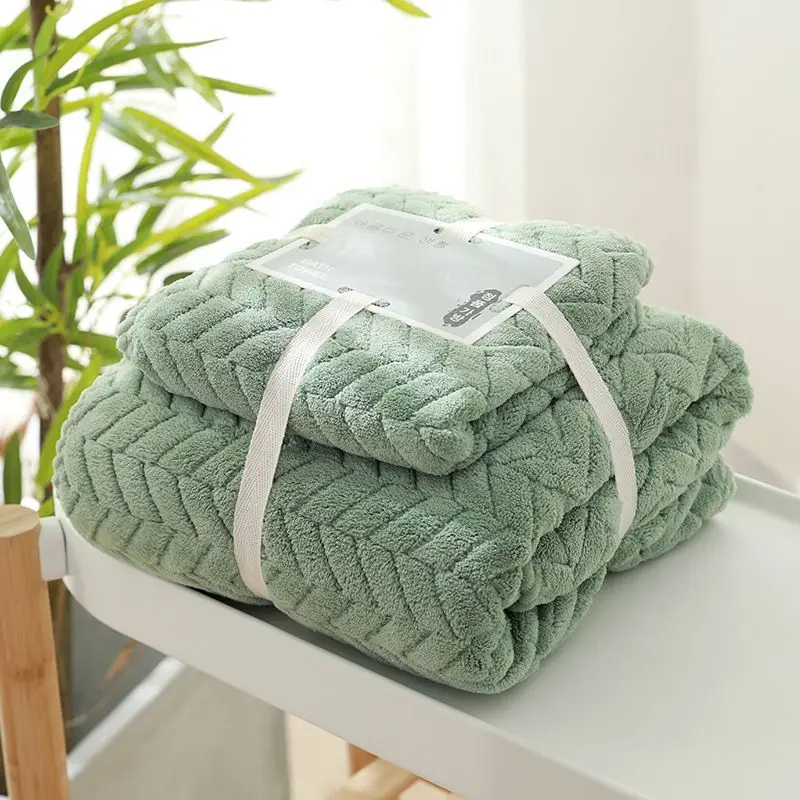 Bộ Khăn Tắm, Bộ 2 Món Khăn Tắm Và Khăn Lau, Chất Liệu Cotton Nguyên Chất Thấm Hút, Không Xơ, Nhanh Khô, Thích Hợp Cho Nam Và Nữ, Bộ Đồ Kết Hợp Làm Sạch Da Mặt Khi Tắm Cao Cấp, Bộ Sưu Tập 61000 Người