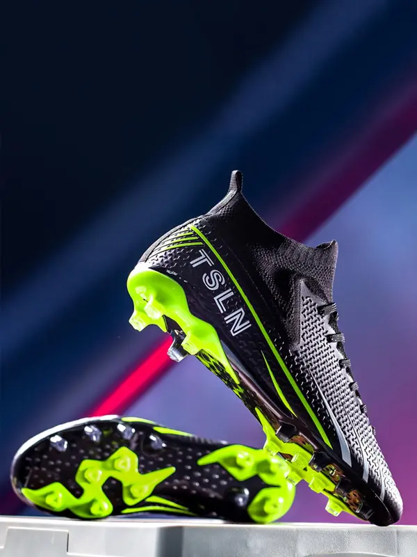 Men's Colorblock Letter Pattern Football Shoes, Non-slip Breathable Football Cleats for Back to School, Professional Football Training Shoes For All Seasons 4