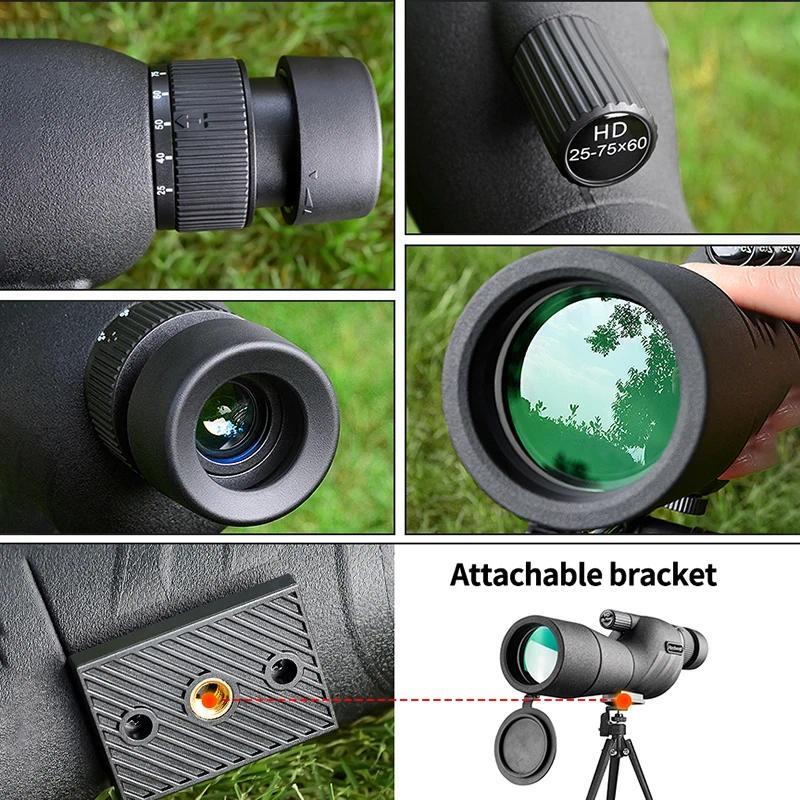 HD Spotting Scope Powerful Monocular Zoom Telescope Prism Waterproof for Birdwatching Target Shooting Camping 25-75x60 - Image 5