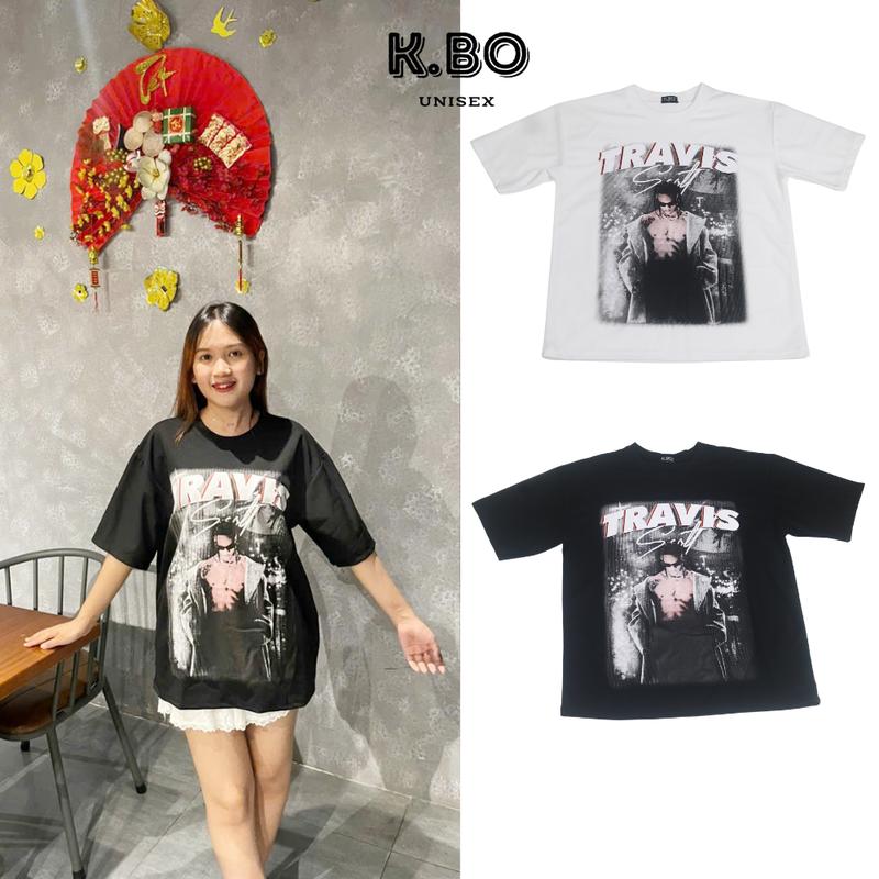 Áo Thun Unisex TRAVIS X K.BO - Áo Phông Nam Nữ From Rộng Menswear Top Cổ Tròn Đen Trắng áonuxinh màu đen đễ thương