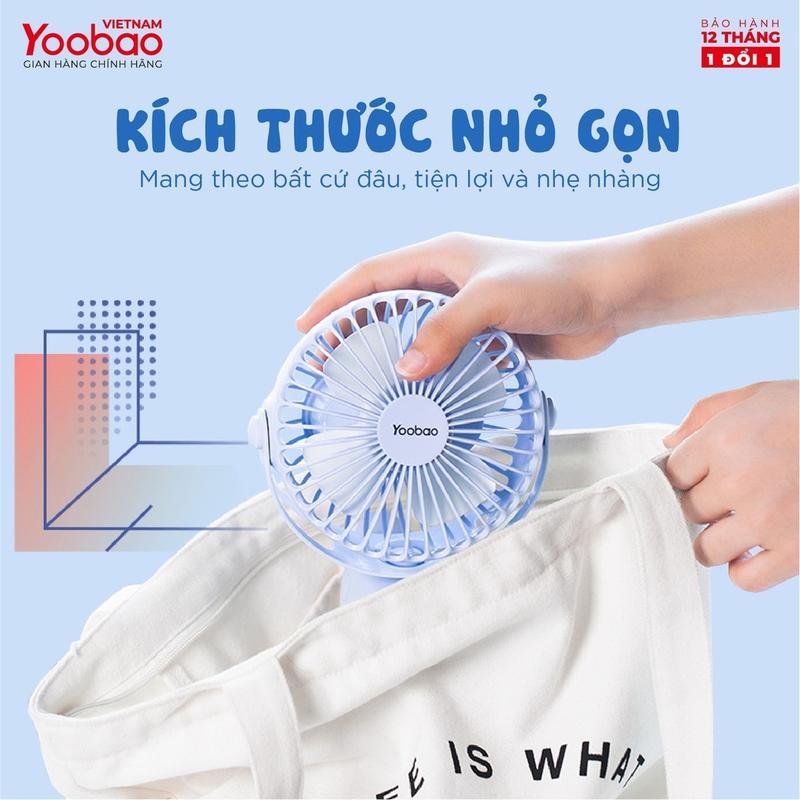 Quạt Tích Điện Cầm Tay Yoobao Xoay 720 Độ Với 4 Tốc Độ Gió Siêu Mát, Dùng Pin 6400mAh Siêu Trâu 7