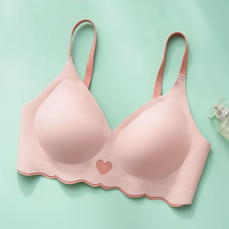 Bh Seamless Wanita Push Up Tanpa Kawat Busa Tipis Motif Love L014 Bra Nyaman - Nylon + Fiber 4