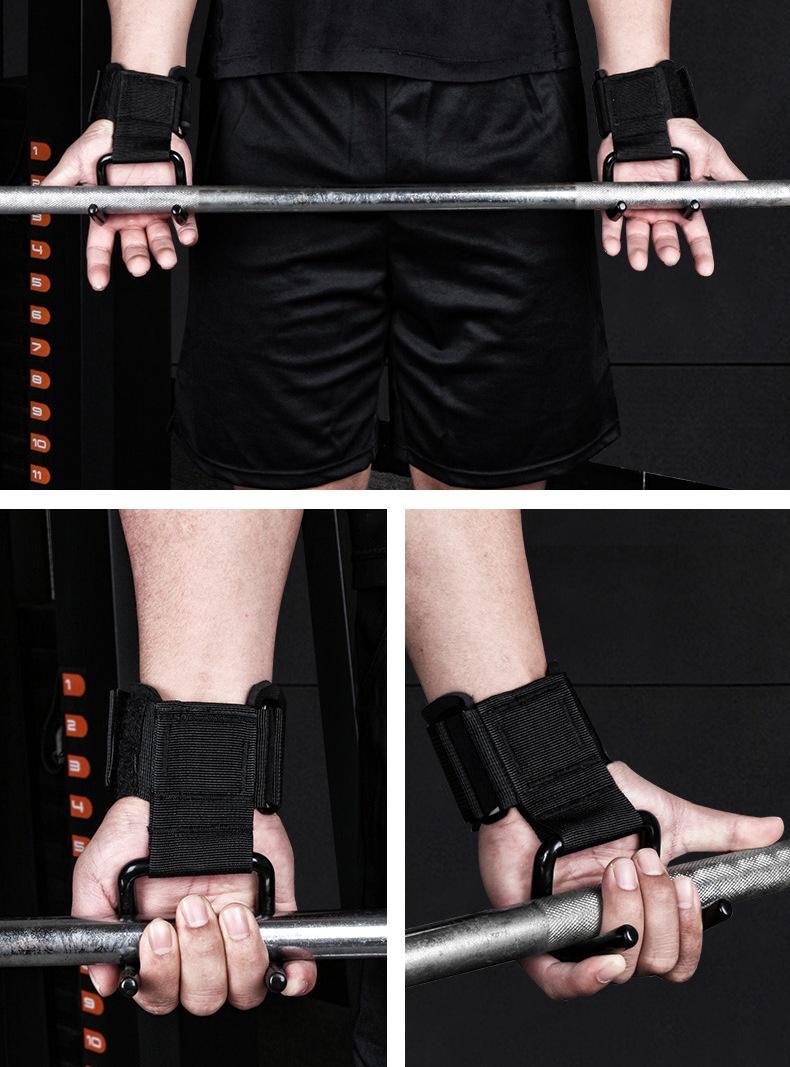 Product Introduction of Horizontal Bar Pull-up Help Hook Men's and Women's Fitness Training Wrist Guard Auxiliary Barbell Hard Pull Anti-Slip Double Hook Booster Stripe 12