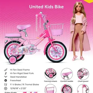 (PROMO TERBATAS) - Sepeda Anak Perempuan Mini United Barbie 12 inch,16 inch dan 18 inch - Pink, 18 inch 100% ORI