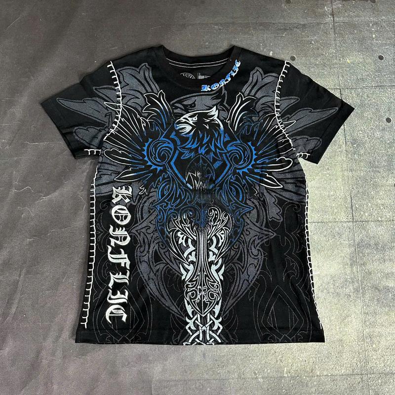 Áo thun đại bàng xương hoa văn chỉ nổi