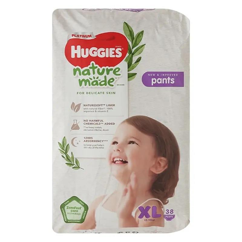 Bỉm/tã dán/quần Huggies Platinum Nature Made Size NB60/S82/M64/L54/XL44/XXL26 7
