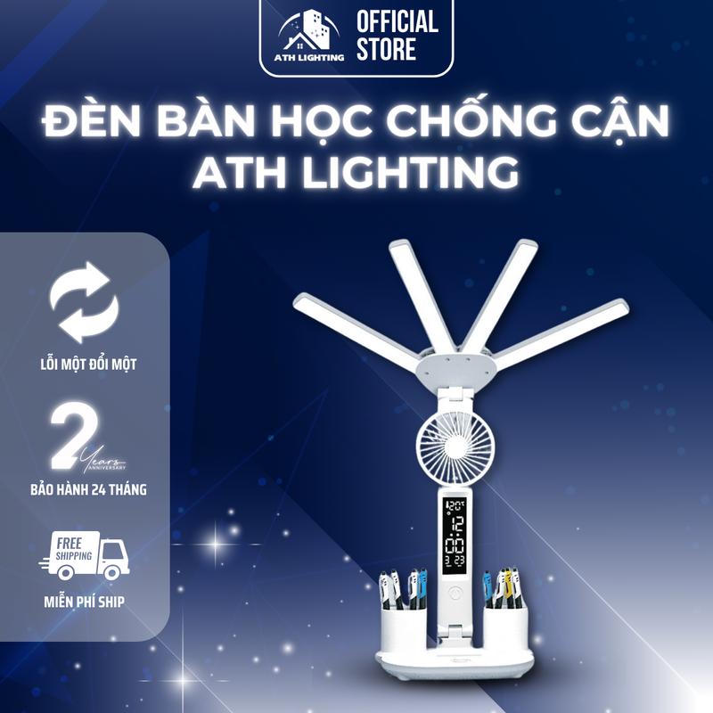 ĐÈN HỌC ĐỂ BÀN TÍCH ĐIỆN 3 MÀU - ATH Lighting - Có quạt tích điện 3200Mh, Chống Cận Thị, ĐÈN LED, Có Màn Hình LCD Hiển Thị Đa Thông Tin, Dung Lượng Khủng 3200Mah - đểbànhọc den hoctichdien 1