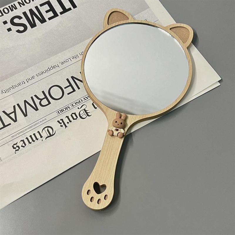 Product Introduction of New High-end Handheld Niche Rectangular Princess Makeup Mirror with Wooden Handle, High-definition Portable Pocket Mirror 23