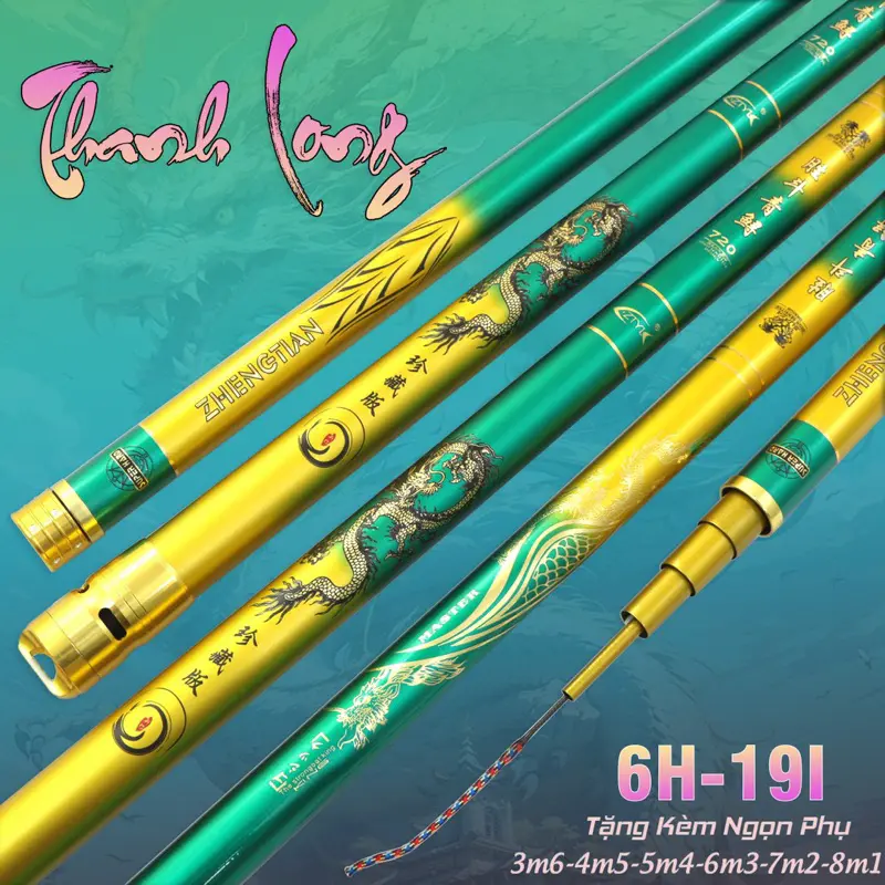 cần câu tay thanh long 6h đối trọng săn hàng kèm túi vải ngọn trục phao lưỡi Fishing Bắt Cá Đi Câu Câu Cá Fish