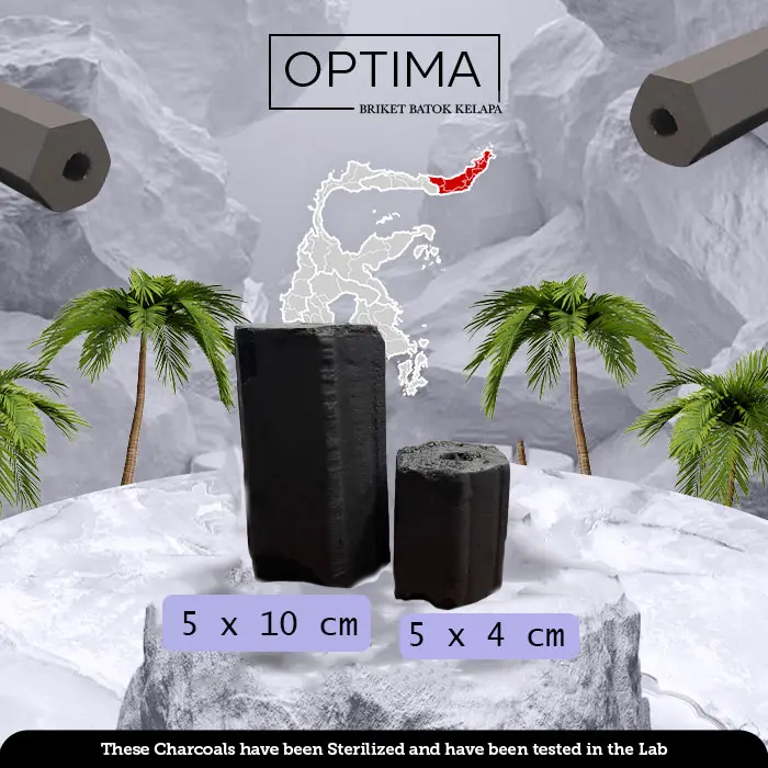 Optima Arang Briket Hexagonal Batok Kelapa 1 Kg ukuran 5 x 10 cm (BBQ) 1