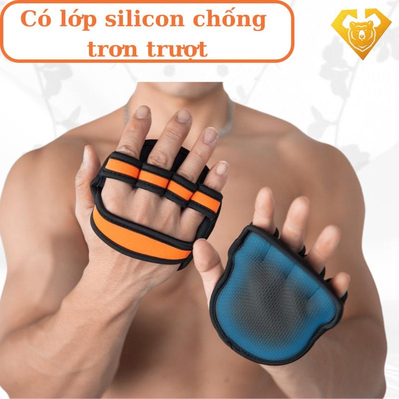 Găng tay tập Gym Găng tay thể thao có đệm êm chống trượt AL55 Màu đen