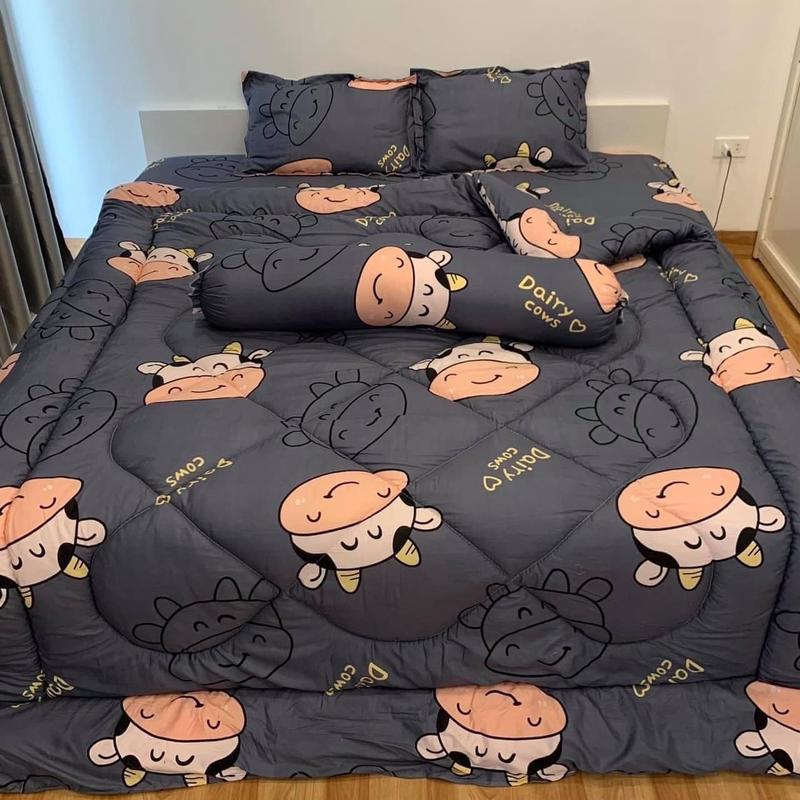 Chăn phao trần bông siêu nhẹ 3 lớp cotton poly cao cấp kích thước 1m8x2m