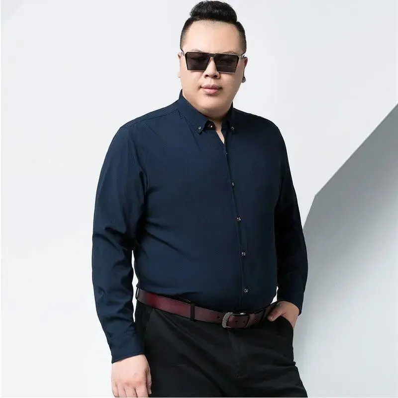 Áo Sơ Mi ngắn Tay Ngoại Cỡ Cực Lớn Cho Nam, Ngoại Cỡ Siêu, Phong Cách Công Sở Thường Ngày Dáng Rộng Vừa Vặn, Áo Sơ Mi Dài Tay, Đặc Biệt Cho Nam Mỡ Cơ Thể, Kích Thước 8XL Menswear