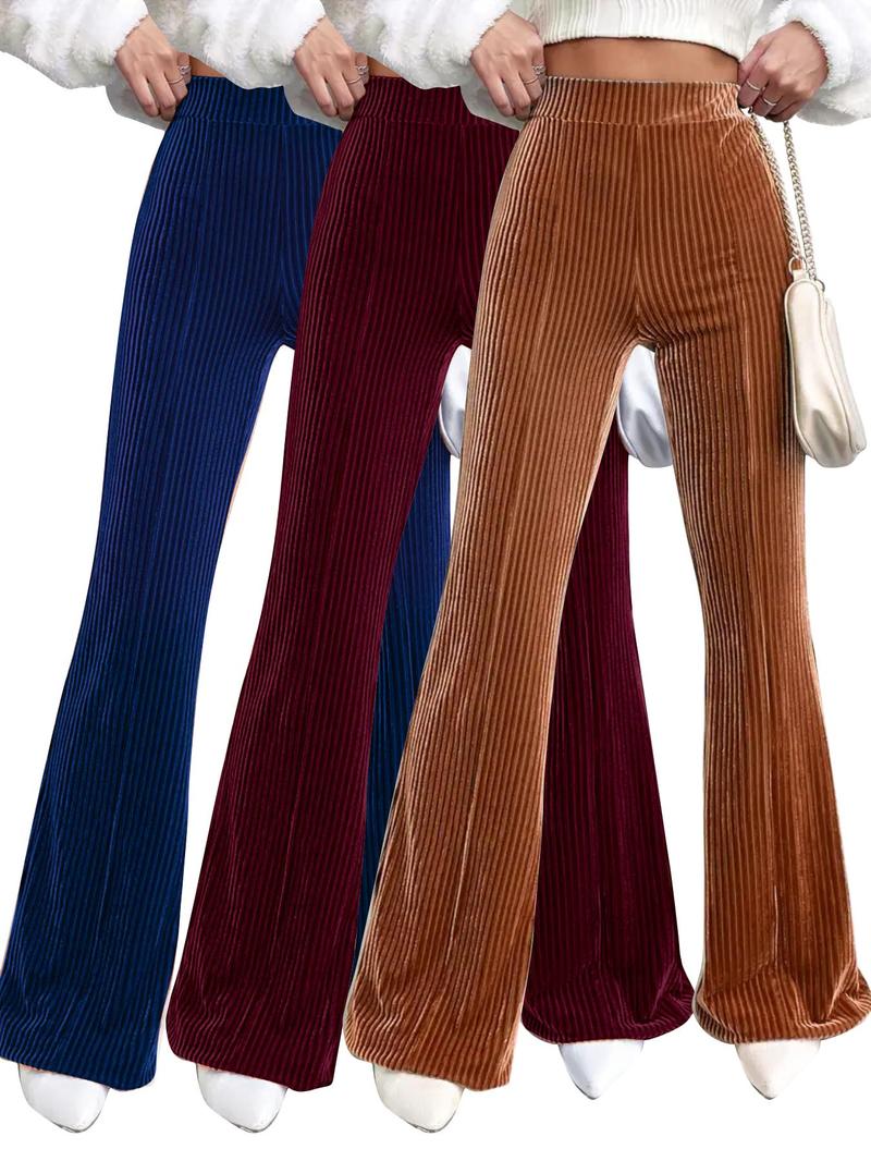 Product Introduction of Women's Solid High Waist Flare Leg Pants, Casual Comfy Bell Bottom Trousers for Daily Wear, Ladies Bottoms for All Seasons 7