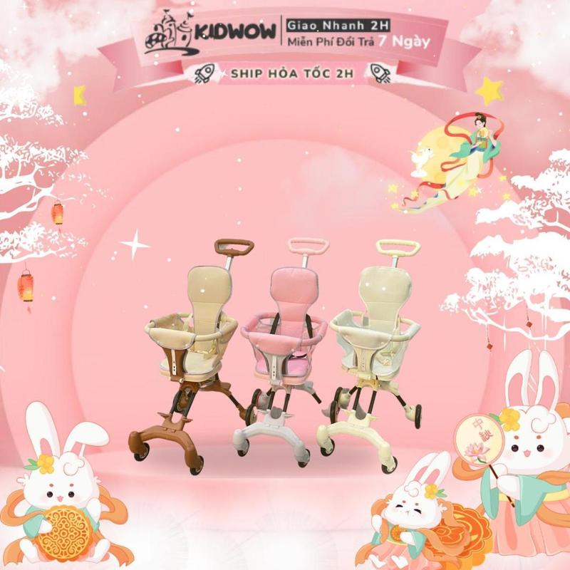 KIDWOW - XE ĐẨY ĐẢO CHIỀU GẤP SIÊU GỌN - xe đẩy gấp gọn cho em bé Kem