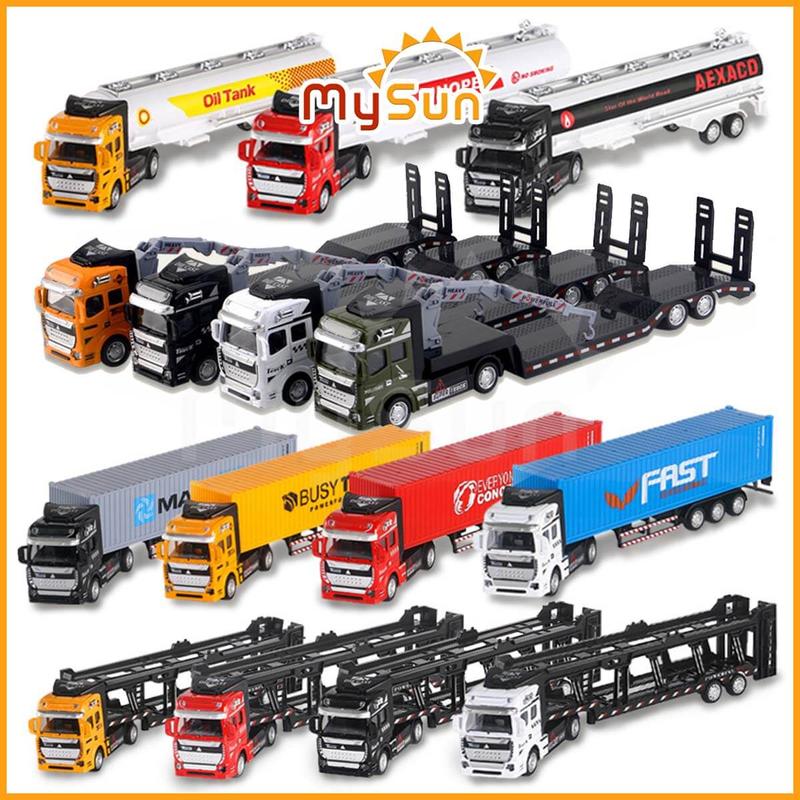 Xe container đồ chơi mô hình xe bồn đầu kéo công ten nơ chở xăng ô tô kim loại cho bé MySun