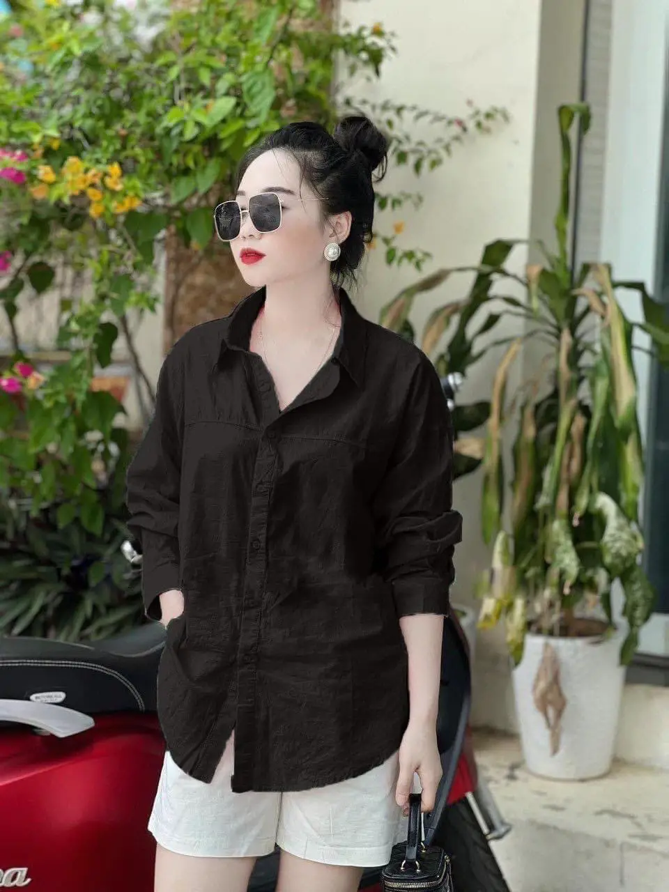 Áo sơ mi nữ tay dài kiểu dáng hàn quốc, chất vải thô hàn cotton cao cấp mềm mịn mát K9923 Top Women đầy màu sắc